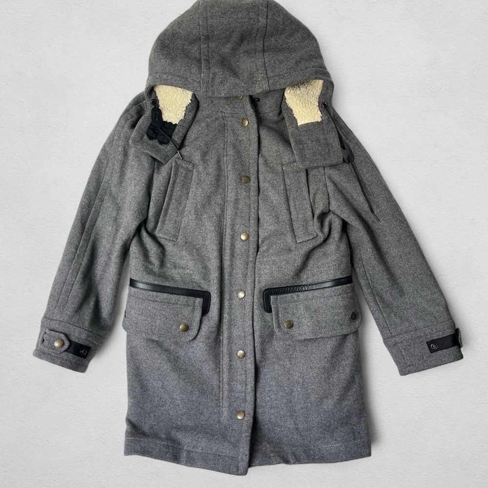 Coach Posh Gray Hooded Wool-Blend Coat Minimalist Luxury